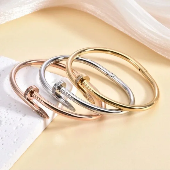Elegant Gold, Silver, and Rose Gold Nail Bracelets - Picture 1 of 4